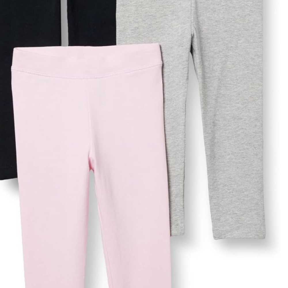 Amazon Essentials Girls Leggings 2-Pack Light Pink & Heather Grey Size X…